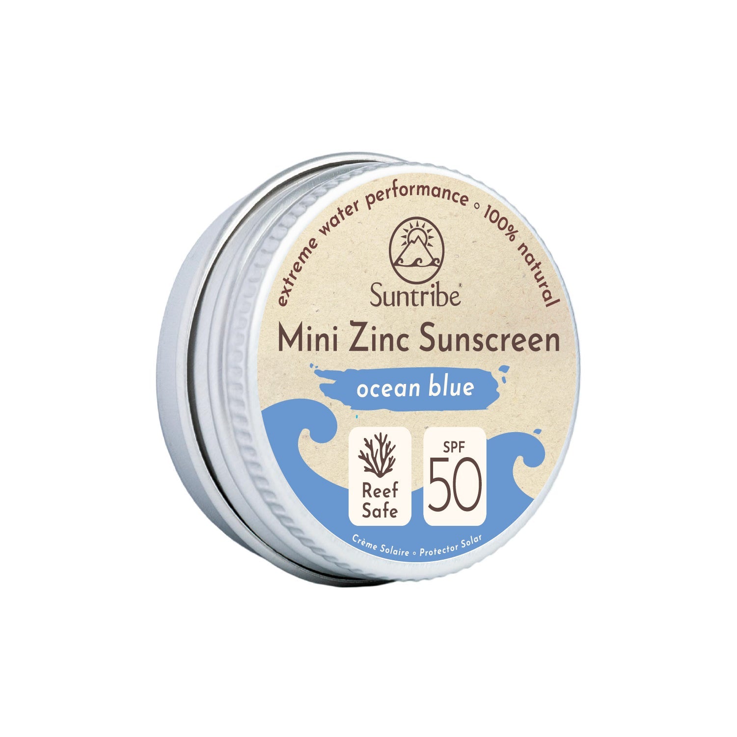 Suntribe Face & Sport Zinc Sunscreen 15g Tin - SPF 50 (Ocean Blue) | Sunscreen | Suntribe