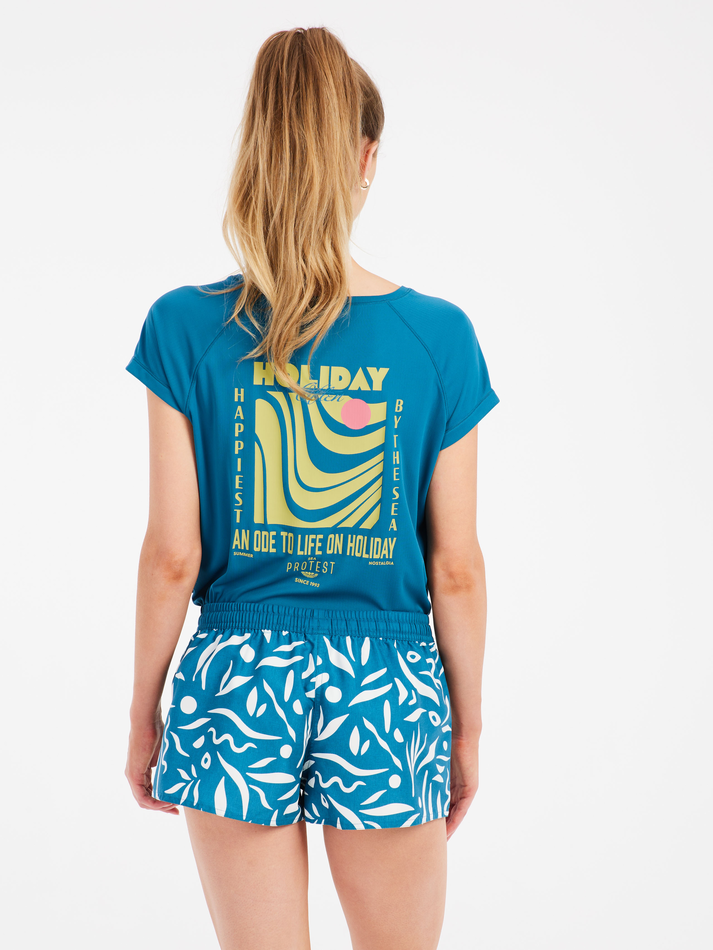 Protest Womens Happy Surf Short Sleeve Surf T-Shirt - Surfing Blue