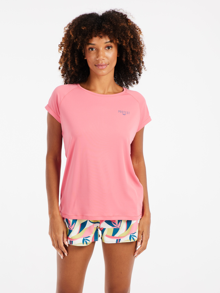 Protest Womens Happy Surf Short Sleeve Surf T-Shirt - Guava Pink