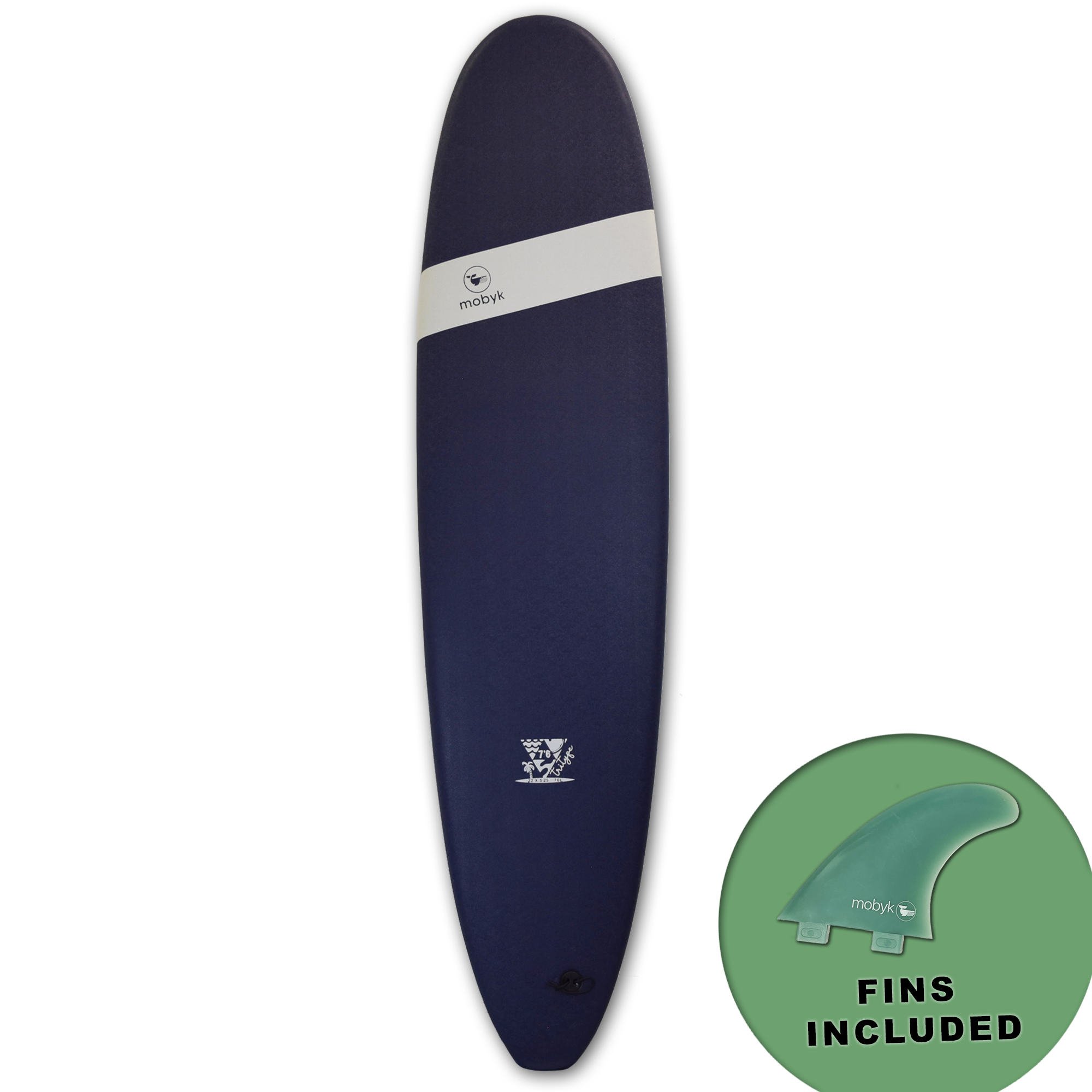 Mobyk 7'6 Classic Long Softboard - Midnight Blue | Surfboards | Mobyk