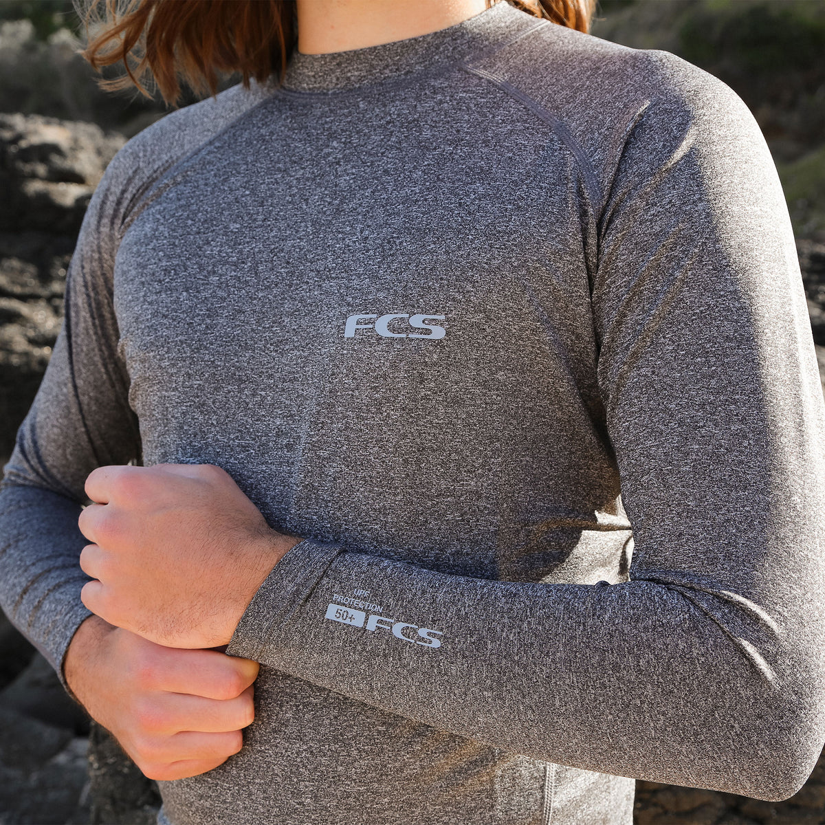 FCS Essential Long Sleeve Rash Vest - Tranquil Blue