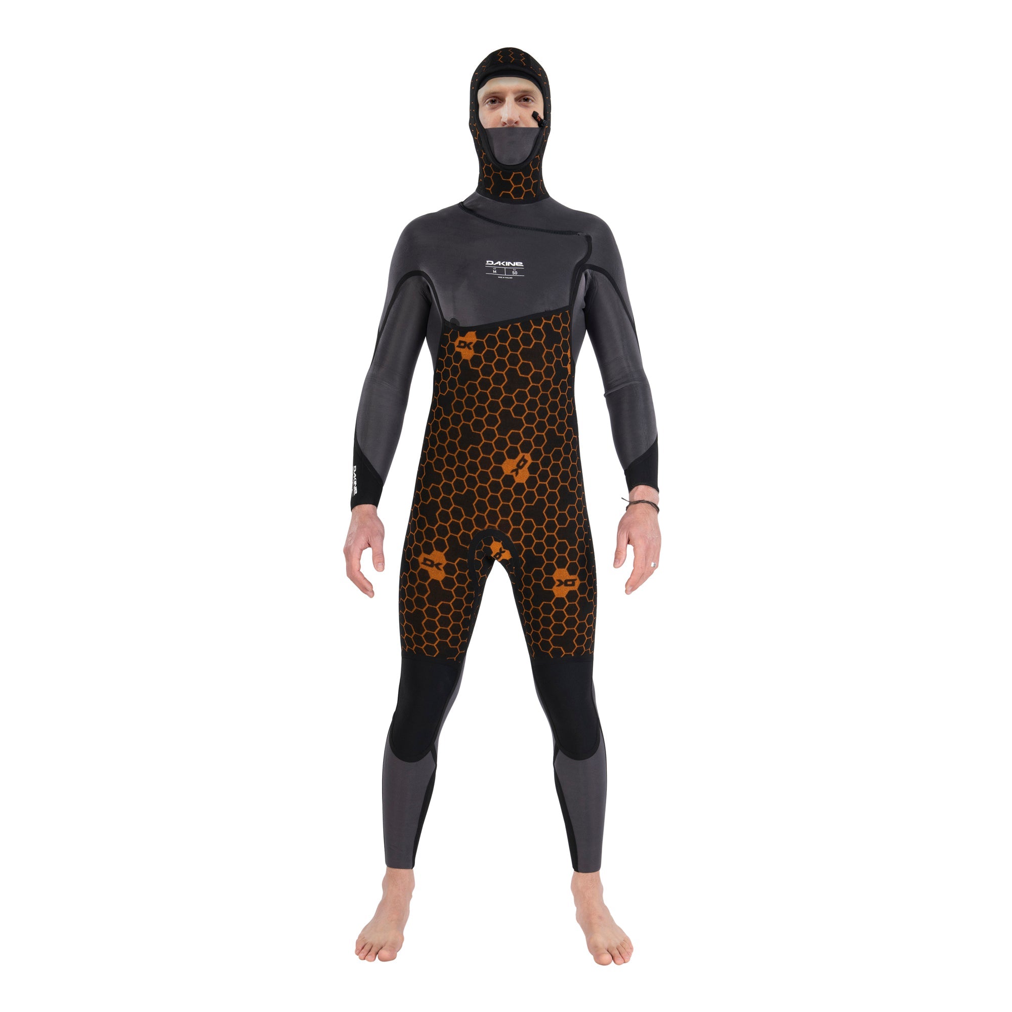 Dakine Mens Cyclone Chest Zip Hooded 5/4mm Full Wetsuit (Black) | Wetsuits | Dakine