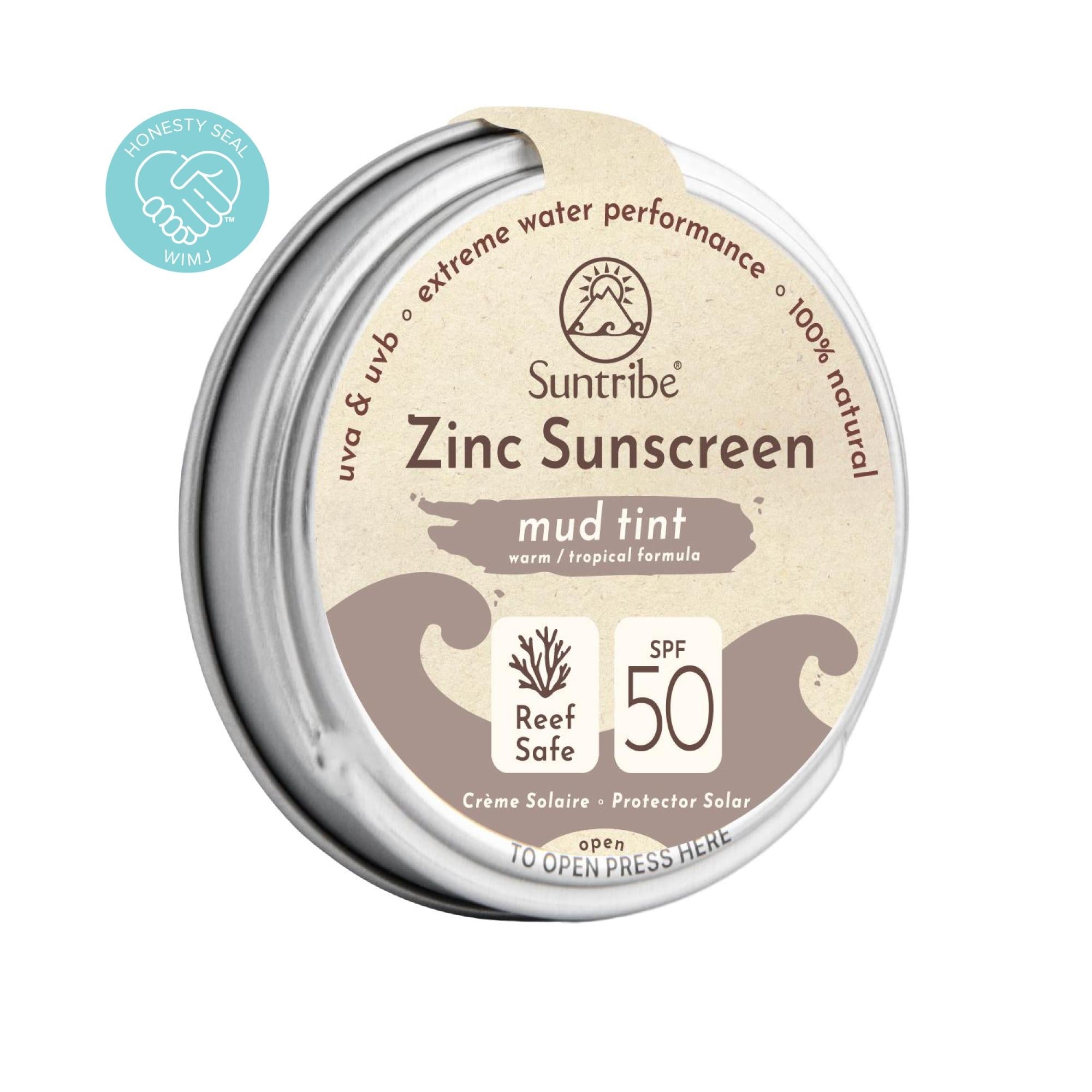 Suntribe Face & Sport Zinc Sunscreen 45g Tin - SPF 50 (Mud Tint) | Sunscreen | Suntribe