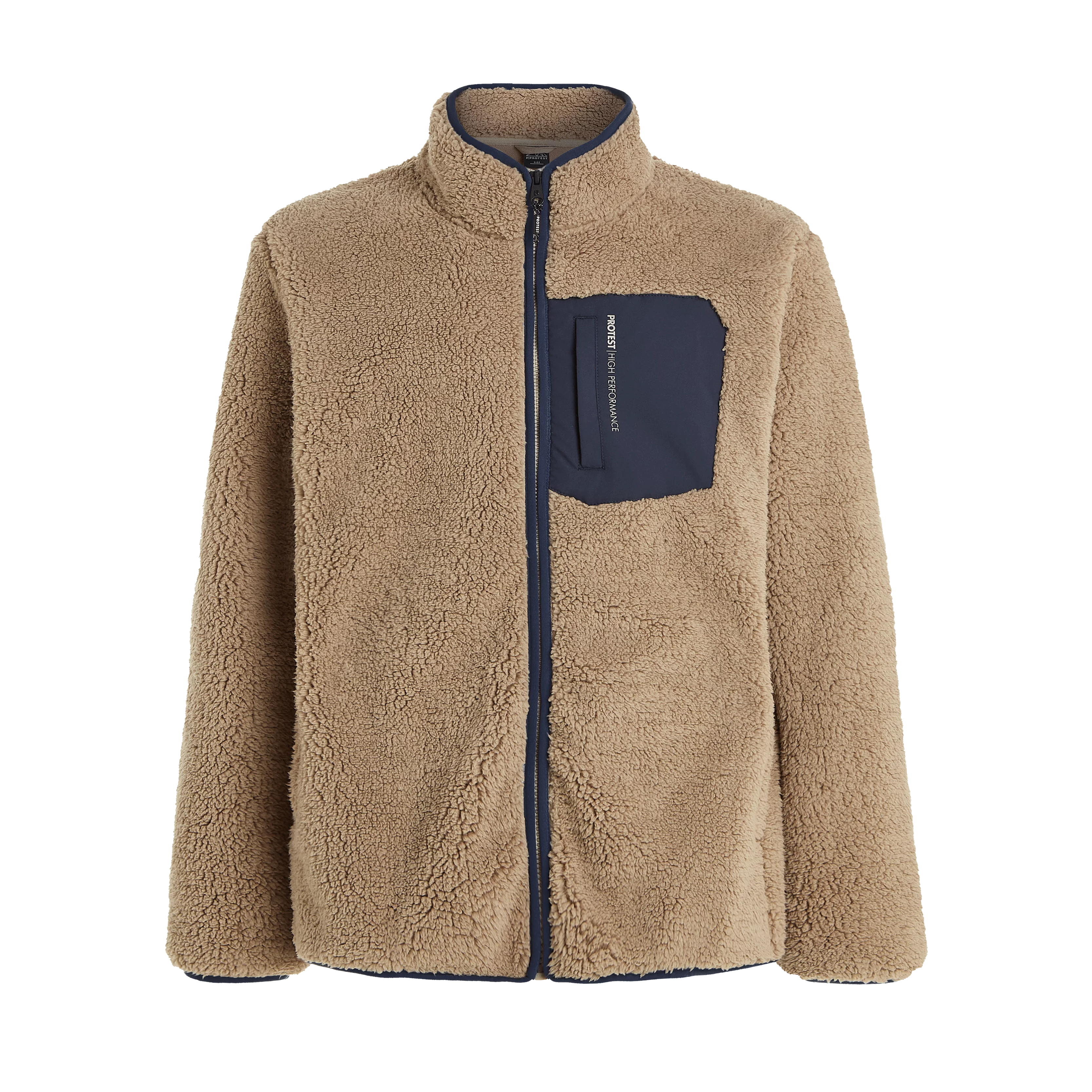 Protest Mens TAVE full zip top - Brown | Thermals | Protest