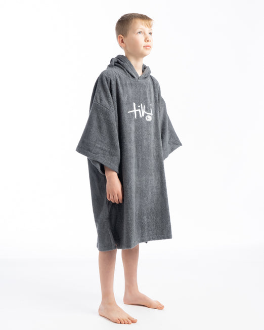 Tiki Junior Hooded Changing Towel Robe - Grey