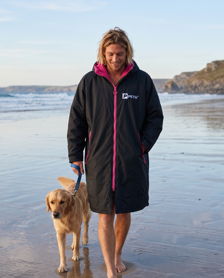 Waterproof Changing Robe | Black/Pink