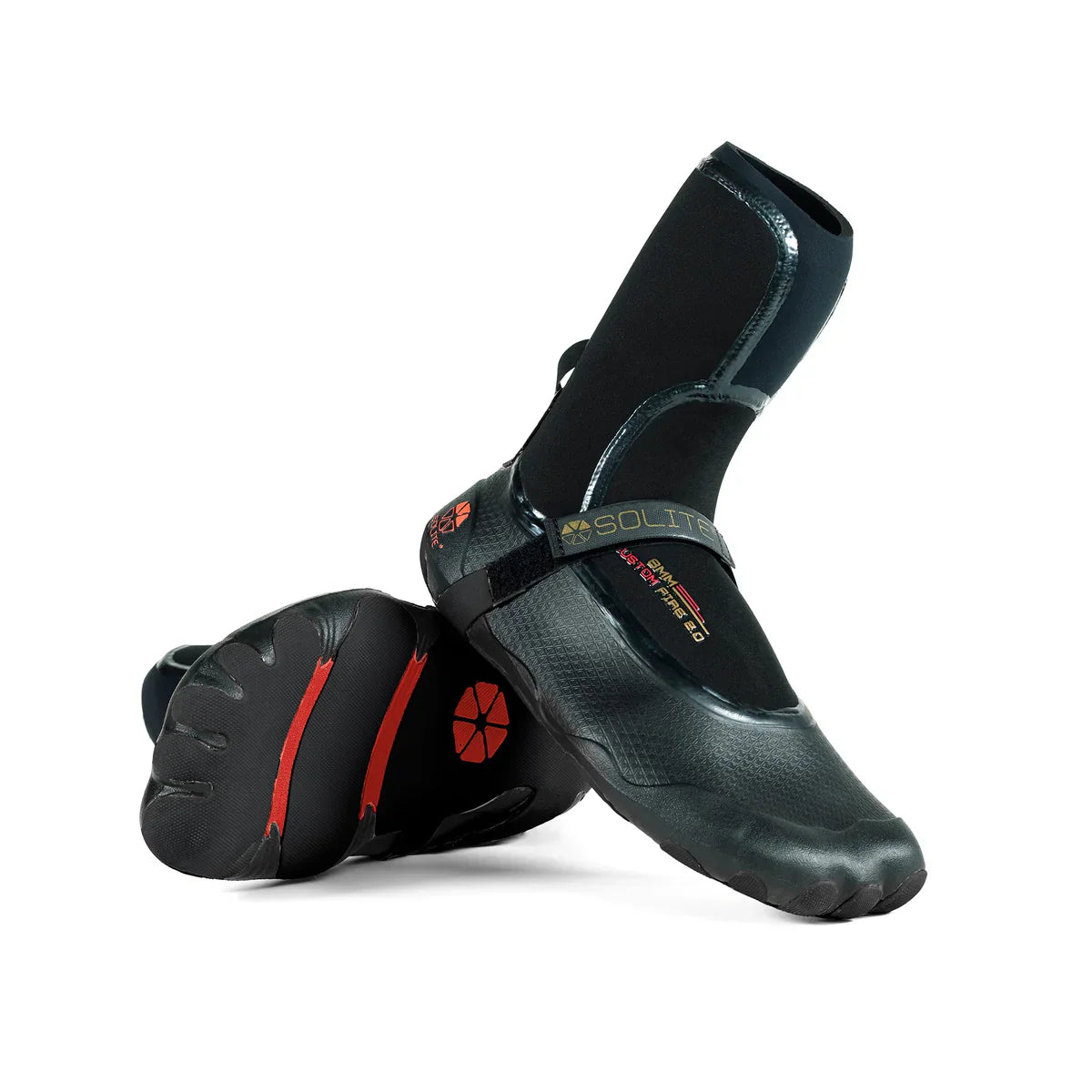 Solite 8mm Custom Fire 2.0 Wetsuit Boots - Black / Red | Boots | Solite