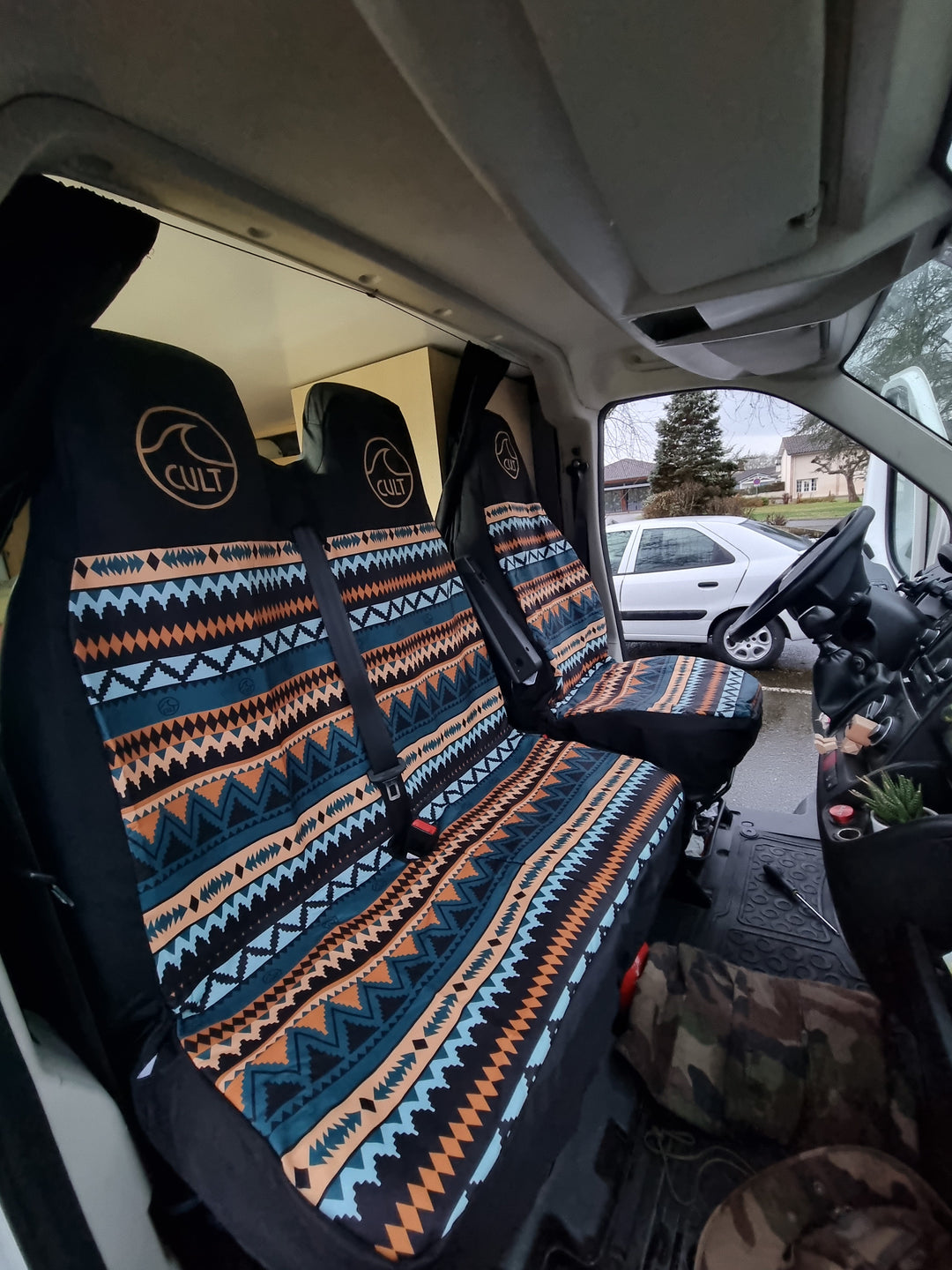 Double front seat cover AZTEC Brown