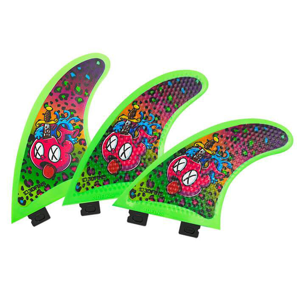3D Fins - All Rounder Thruster - Soft - Heart Attack Leopard (FCS1 / FCS2 / Catch Surf / Futures)