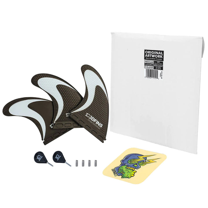 3D Fins - All Rounder Thruster - Medium - B&amp;W Swoosh (FCS2/Futures)