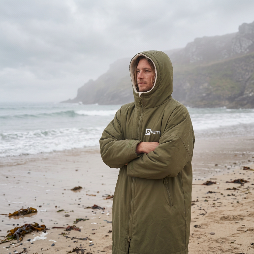 Peth robe on a beach kharki