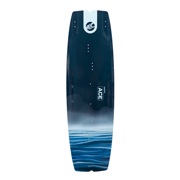 Cabrinha Ace premium kiteboard with paulownia wood core, designed for versatile all-condition freeride performance.