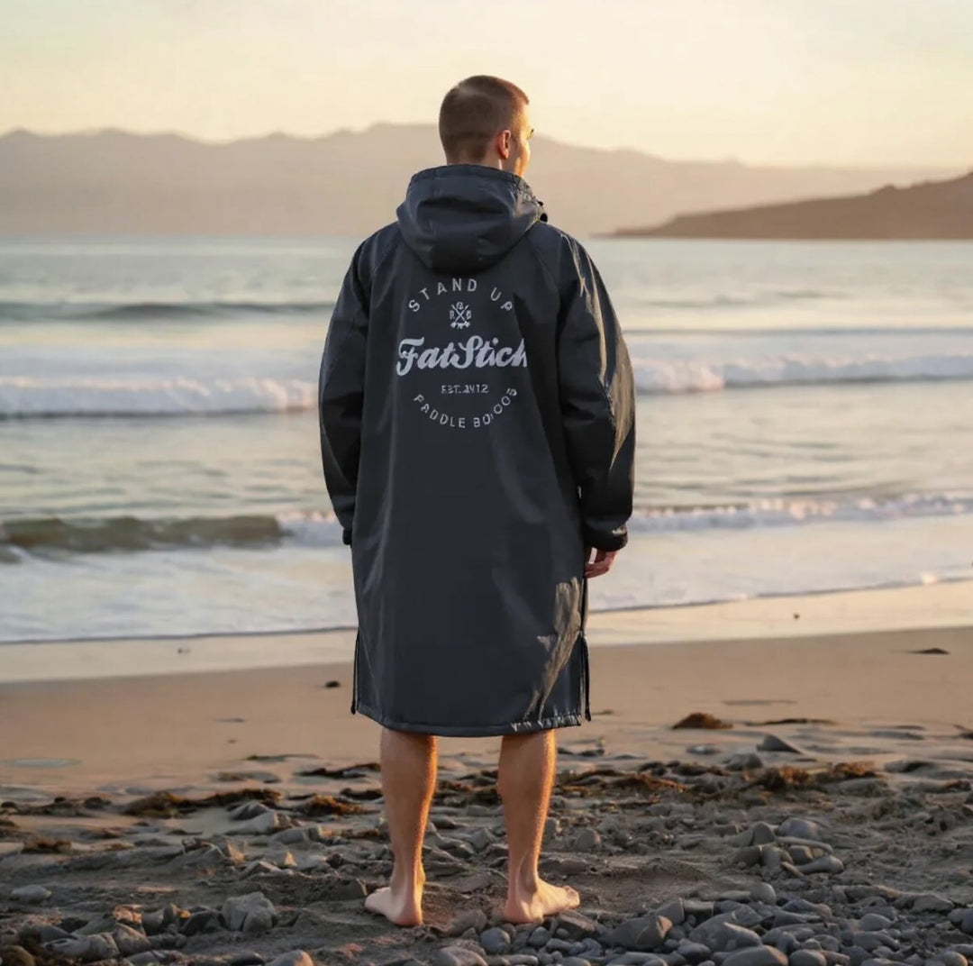 man wearing a Fatstick changing robe