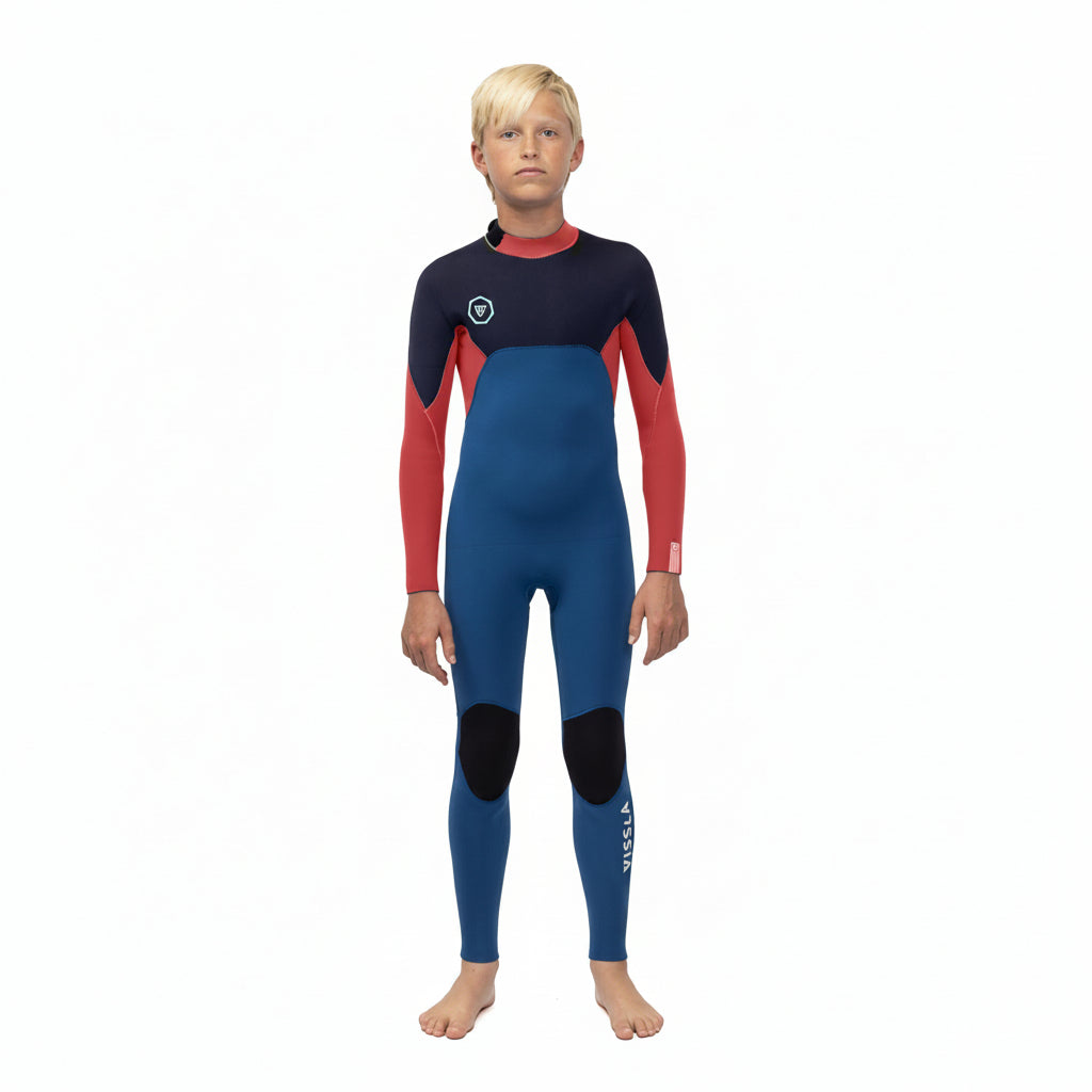 Kids wetsuit in blue & red