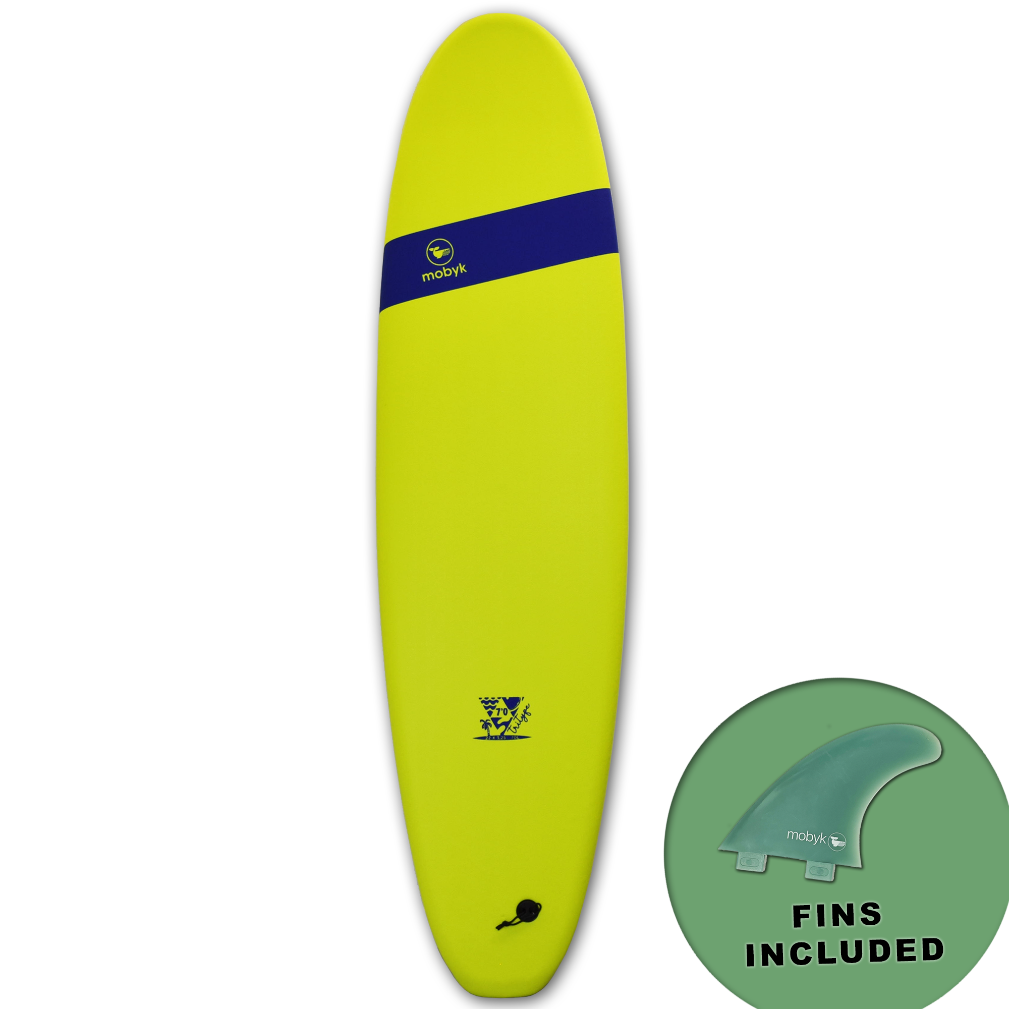 Mobyk 7'0 Classic Long Softboard - Electric Lemon | Surfboards | Mobyk