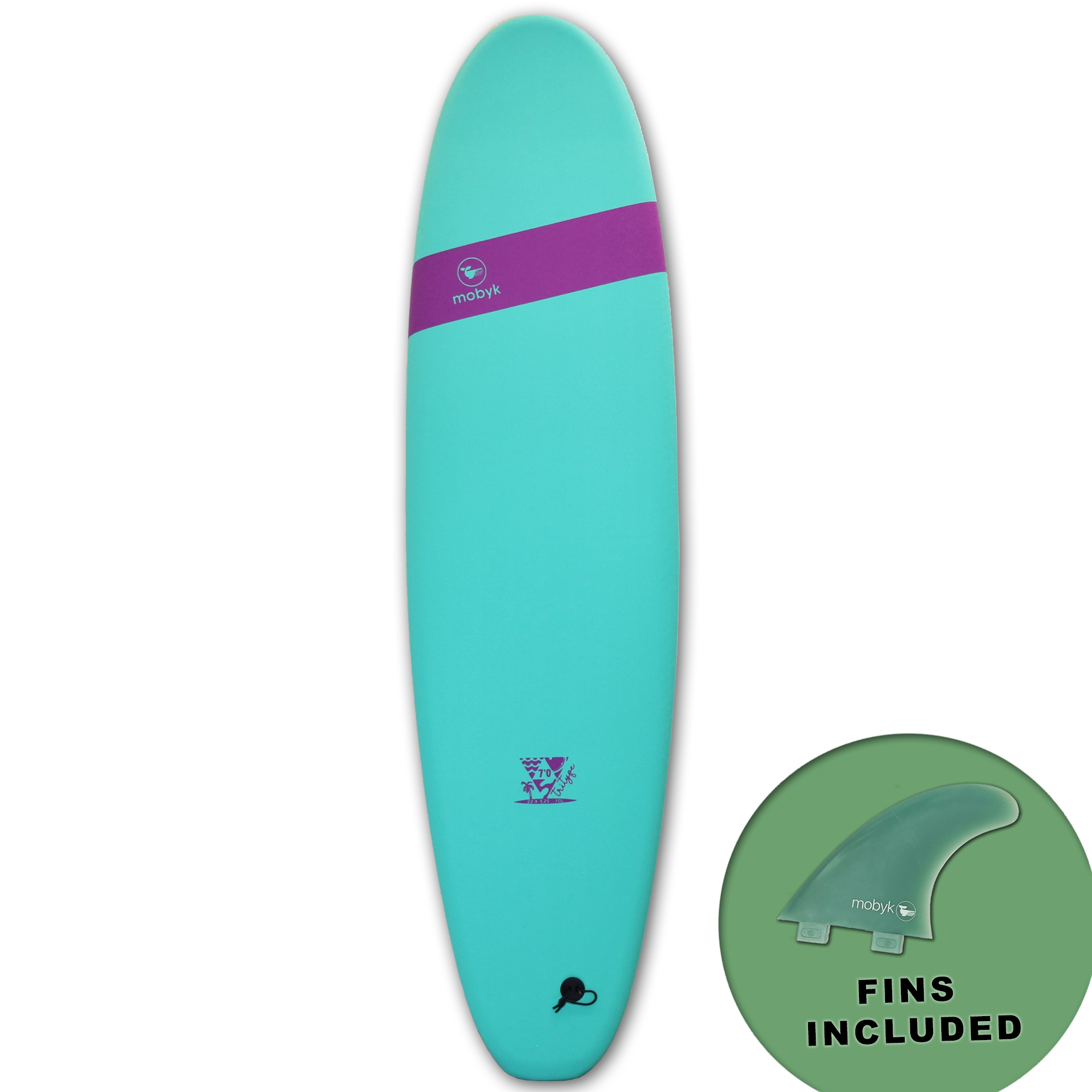 Mobyk 7'0 Classic Long Softboard - Turquoise | Surfboards | Mobyk