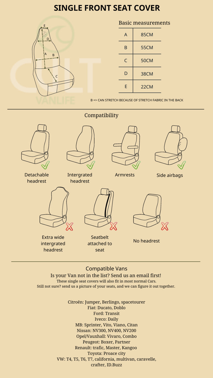 Cult seat covers compatability guide