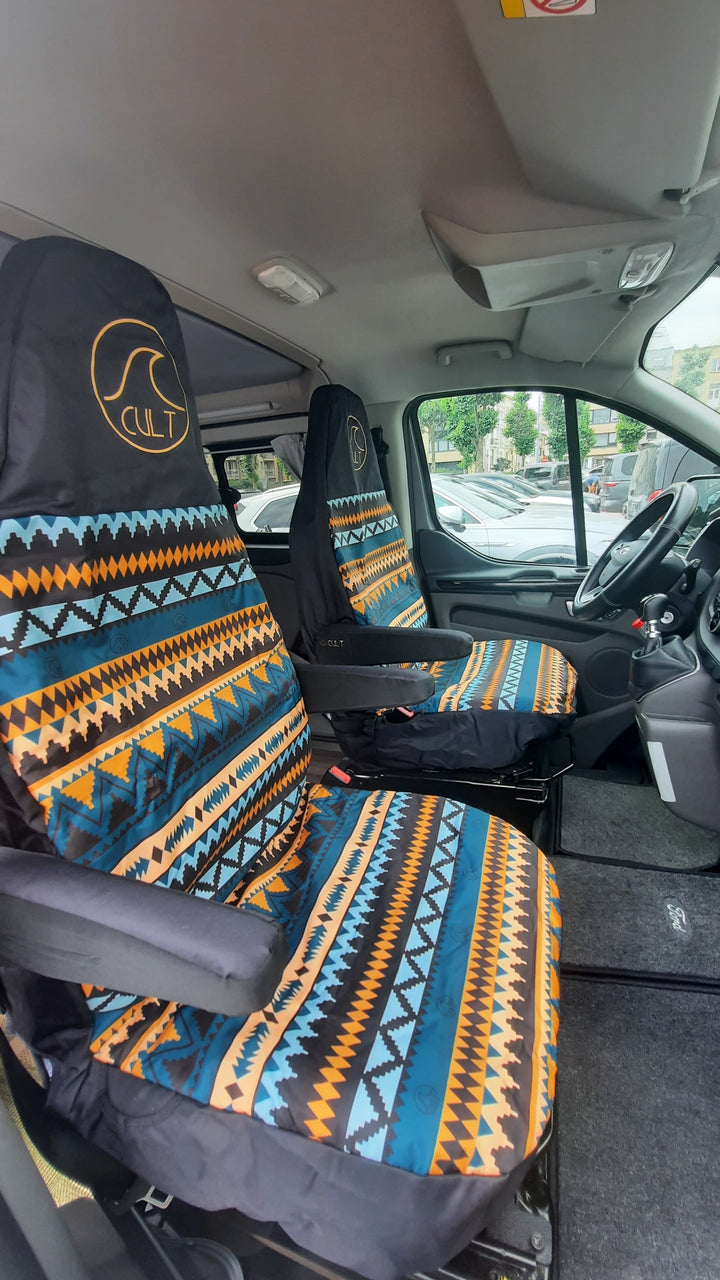 Single Waterproof Seat Cover | Aztec Black and White