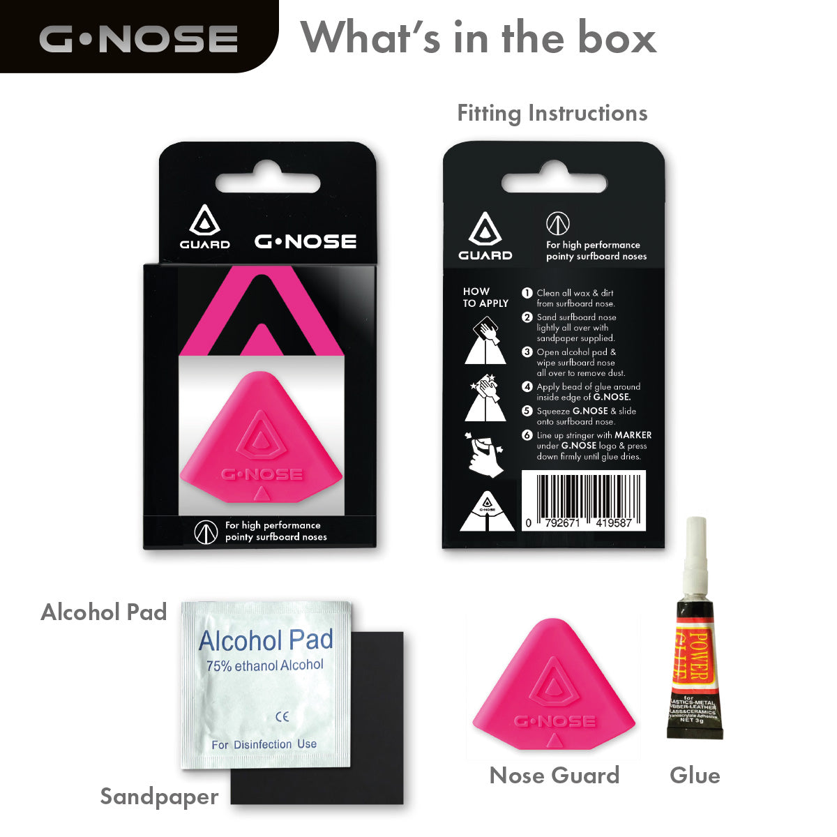 GUARD® G.NOSE – Surfboard Nose Guard - Pink | Surf Accessories | Guard