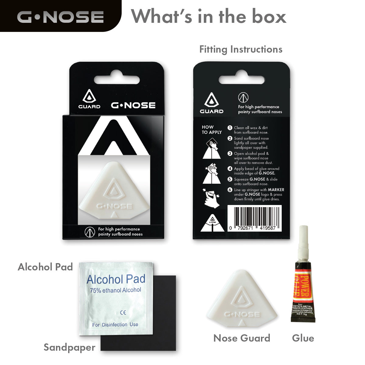 GUARD® G.NOSE – Surfboard Nose Guard - White | Surf Accessories | Guard