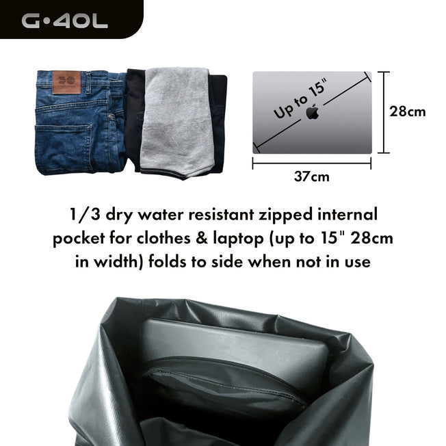 G.40L 100% Waterproof Surfing Backpack - Midnight