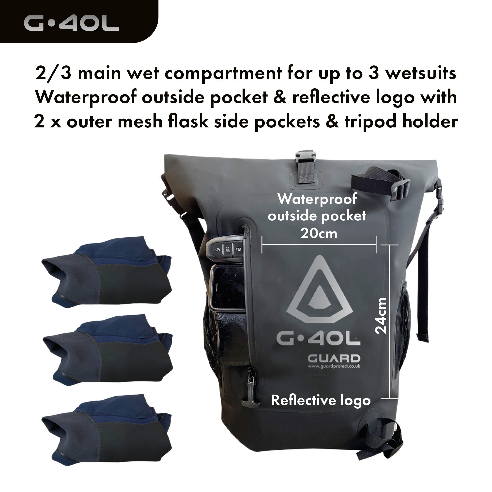 GUARD® G.40L 100% Waterproof Surfing Backpack - Jungle | Dry Bags | Guard