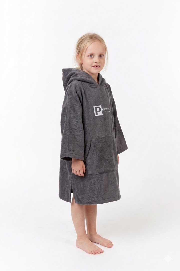 Kids Microfibre Towel Changing Robe | Grey