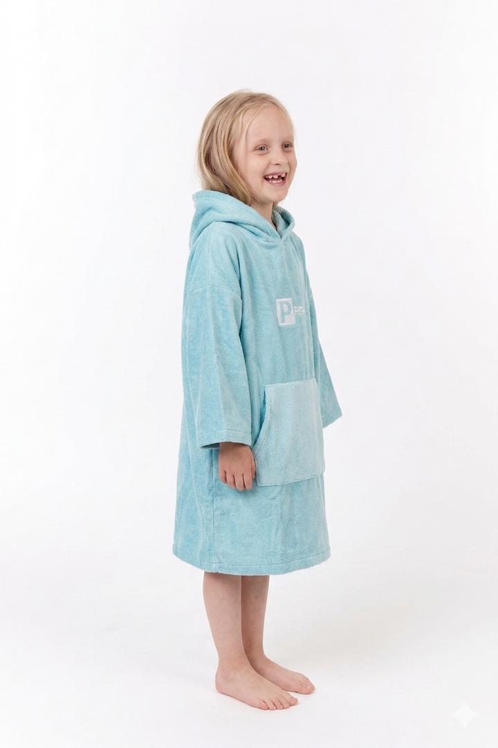 Kids Microfibre Towel Changing Robe | Light Blue