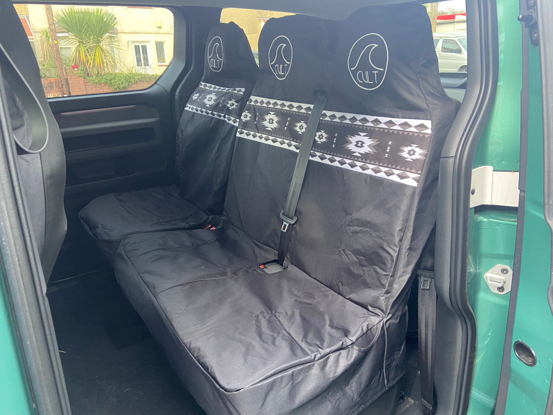 Double front seat cover AZTEC Black and White