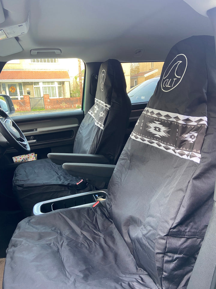 Single Waterproof Seat Cover | Aztec Black and White