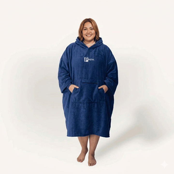 Plus Size Microfibre Towel Changing Robe | Navy Blue