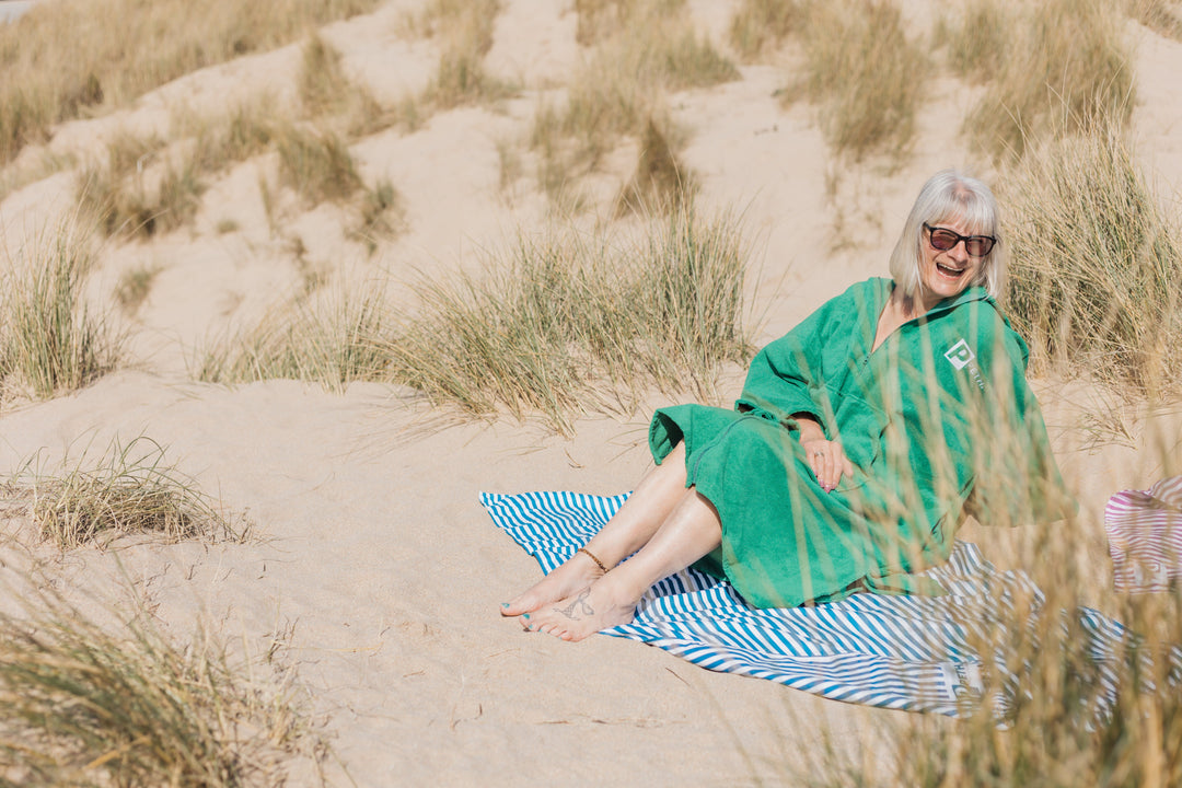 Zip Up Microfibre Towel Changing Robe | Green