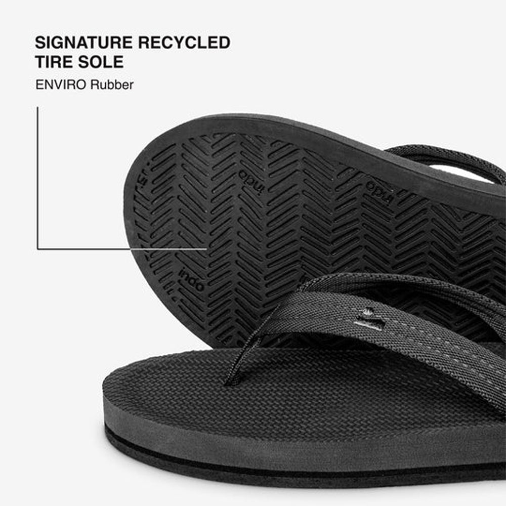 Indosole - Womens Flip Flops - Easy Living - Black