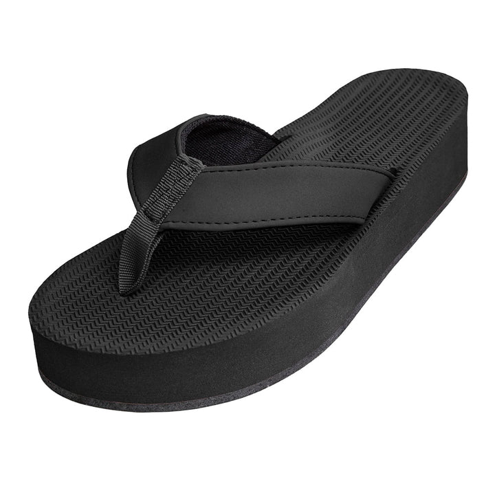 Indosole - Womens Flip Flops - Platform - Black