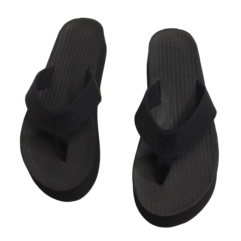 Indosole - Womens Flip Flops - Platform - Black