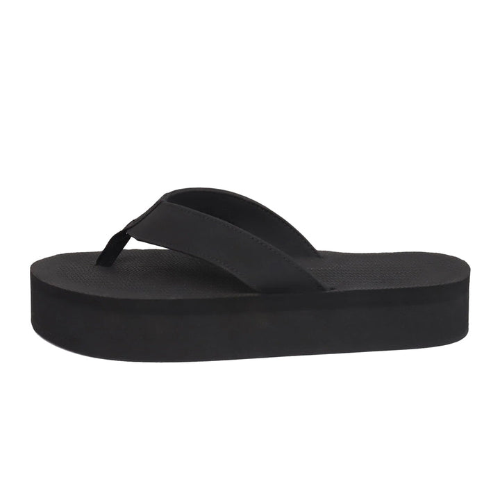 Indosole - Womens Flip Flops - Platform - Black