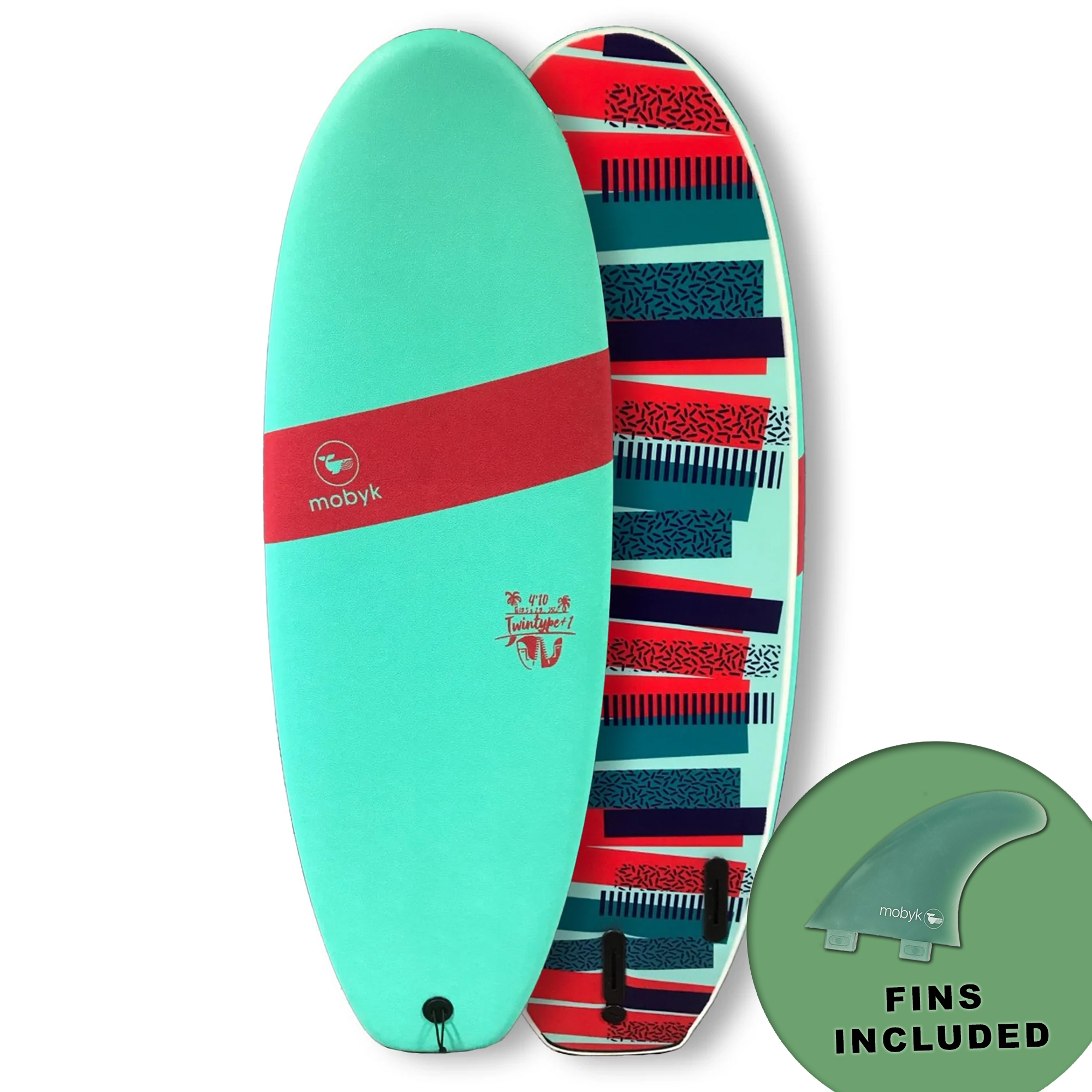 Mobyk 4'10 Twintype Softboard - Turquoise | Surfboards | Mobyk