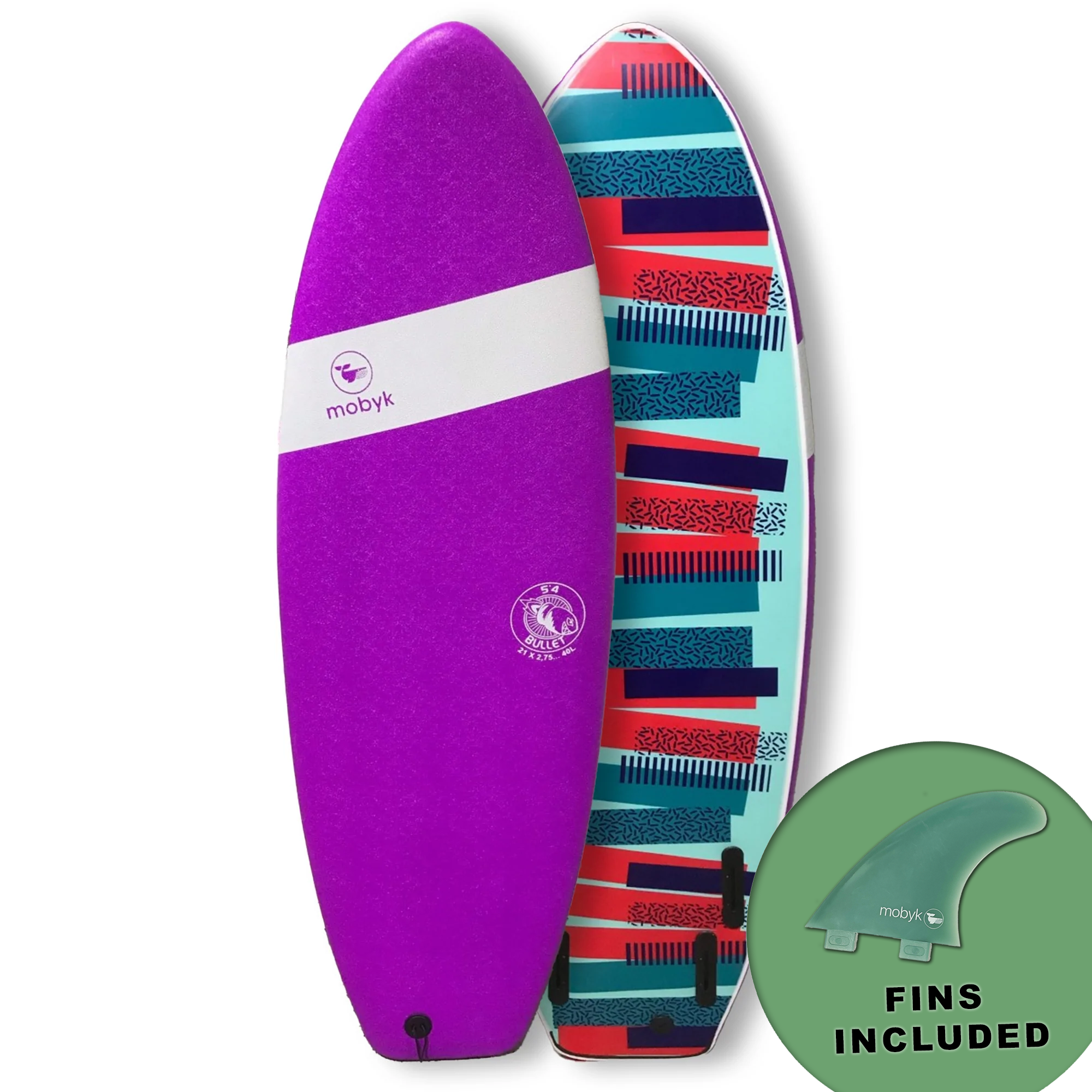 Mobyk 5'4 Bullet Softboard - Violet Jade | Surfboards | Mobyk