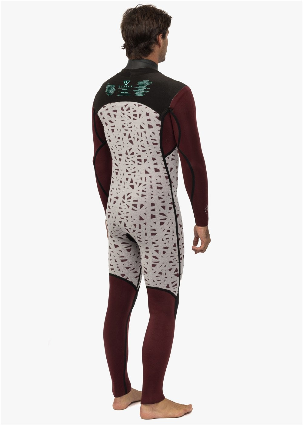 Back view of Vissla New Seas wetsuit showing interior lining.