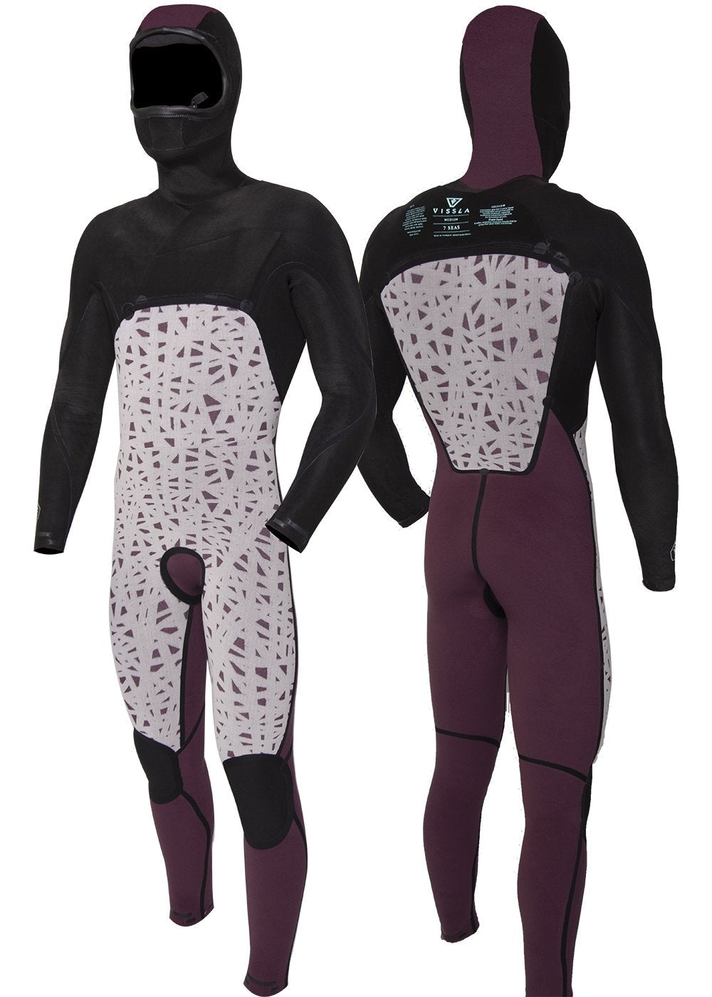 Vissla 7 Seas 4-3 Hooded Chest Zip Full Wetsuit - Black