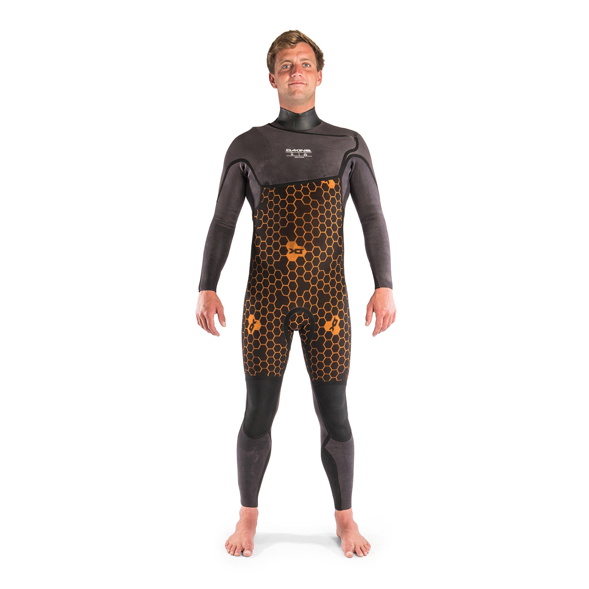 Dakine Mens Cyclone Chest Zip 4/3mm Full Wetsuit (Graphite / Orange) | Wetsuits | Dakine