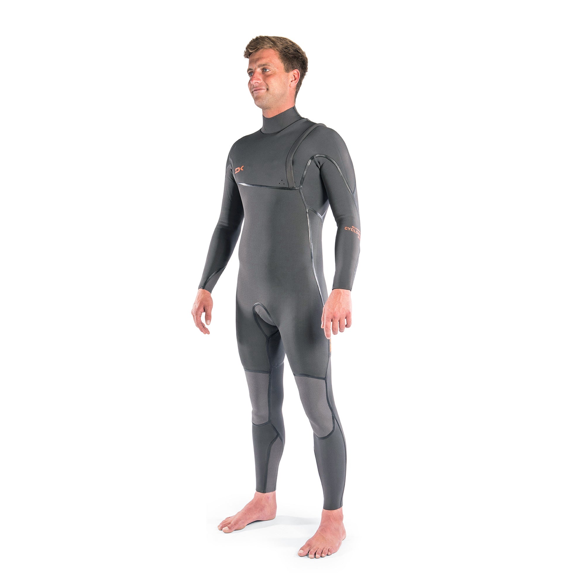 Dakine Mens Cyclone Zip Free 3/2mm Full Wetsuit (Graphite / Orange) | Wetsuits | Dakine