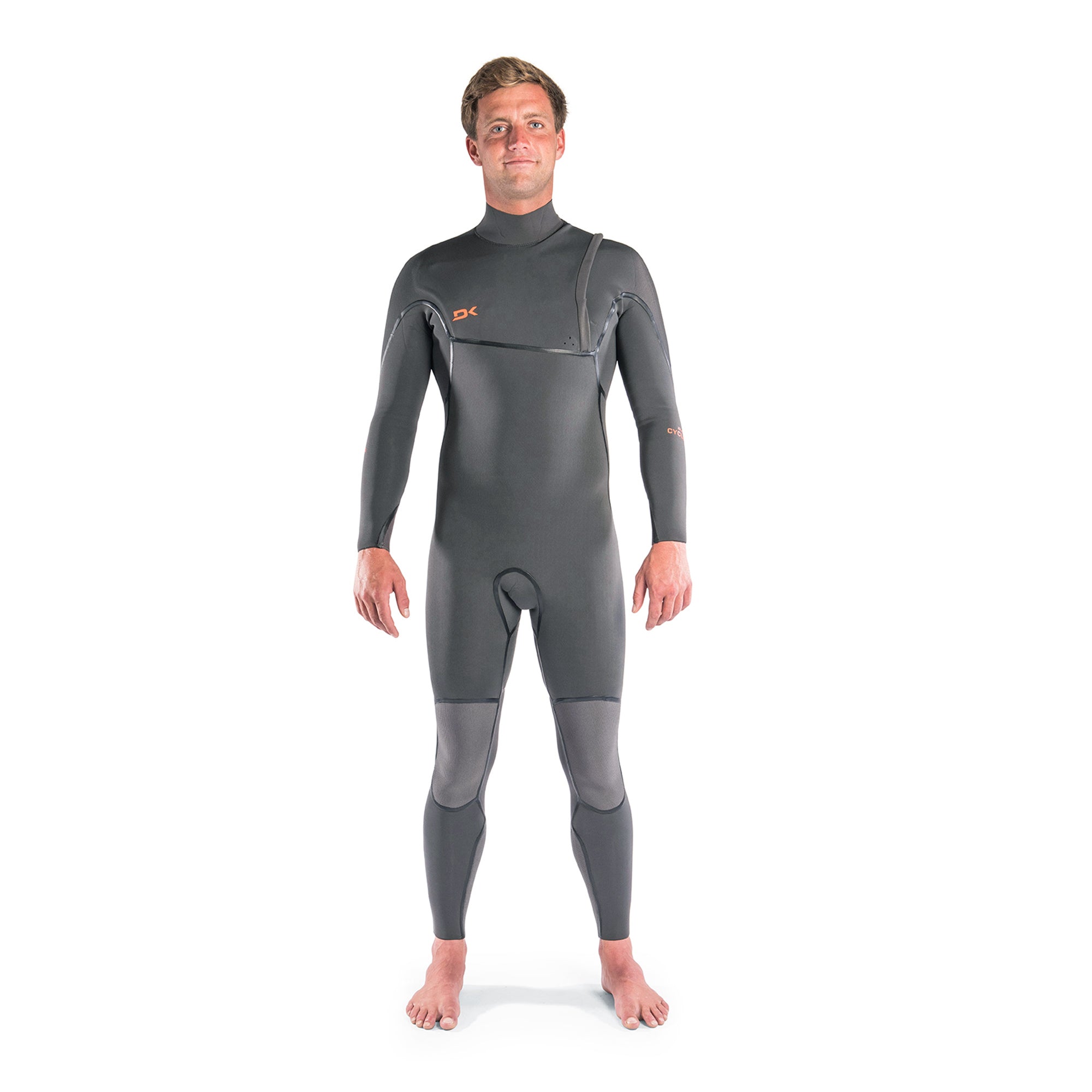 Dakine Mens Cyclone Zip Free 3/2mm Full Wetsuit (Graphite / Orange) | Wetsuits | Dakine