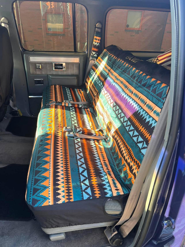 Triple Back Waterproof Van Seat Cover AZTEC Black and White