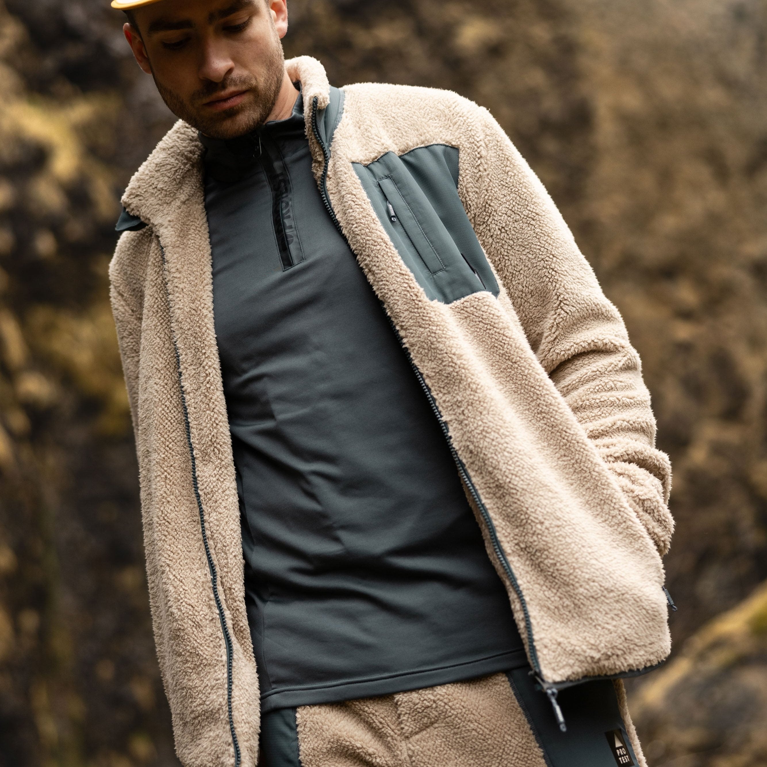 Protest Mens REWILL 1/4 zip top - Grey | Thermals | Protest