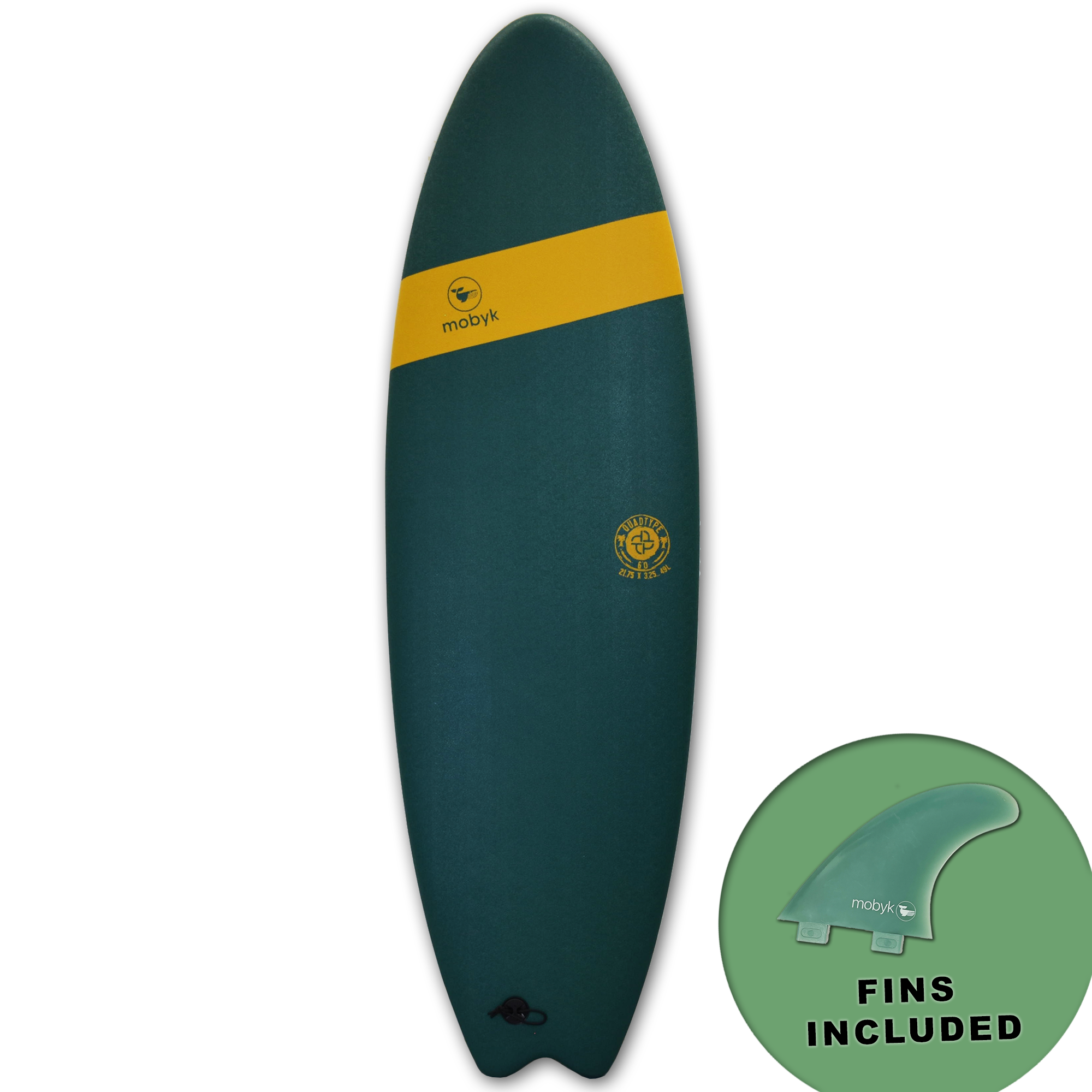Mobyk 6'0 Quad Fish Softboard - Mallard Green | Surfboards | Mobyk