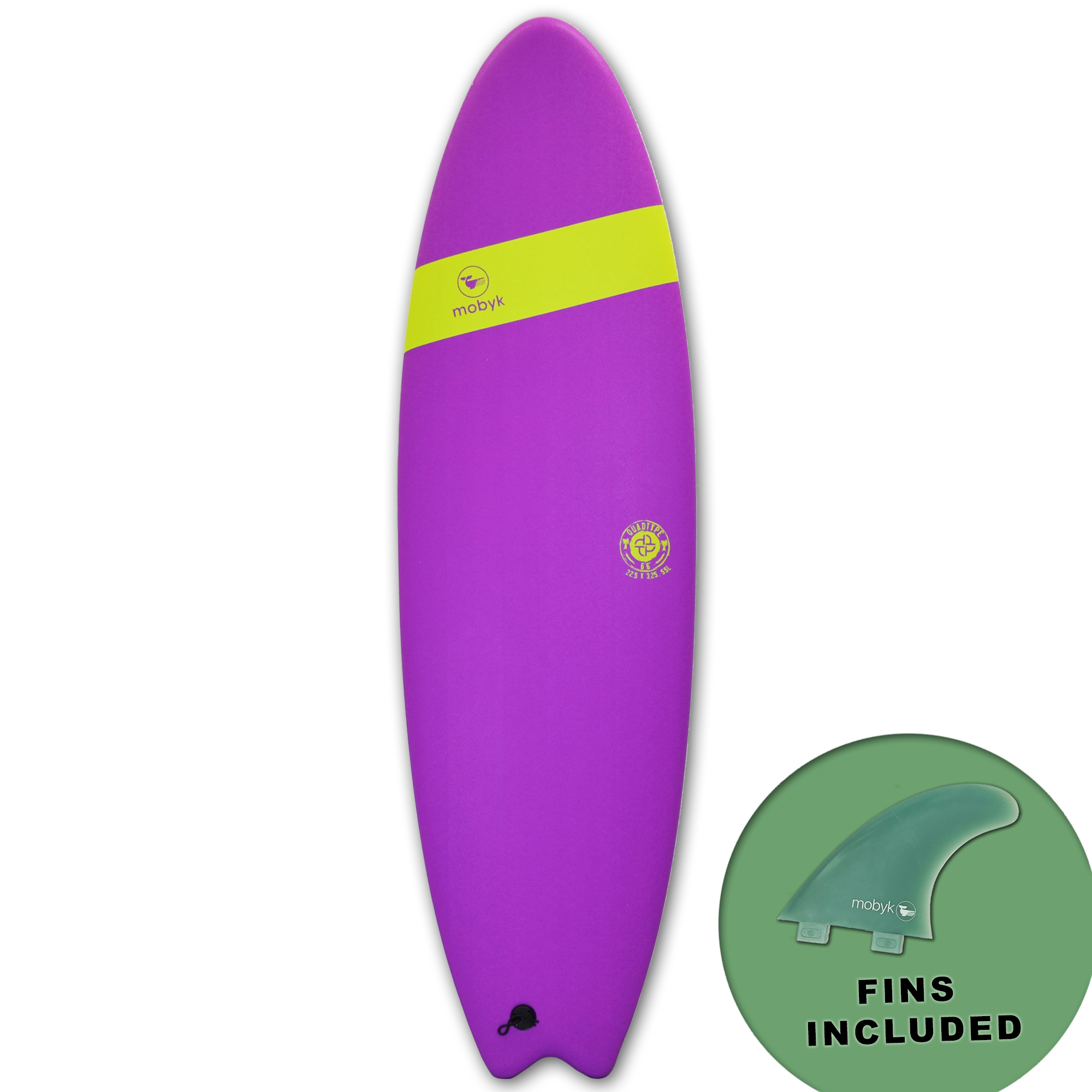 Mobyk 6'6 Quad Fish Softboard - Violet Jade | Surfboards | Mobyk