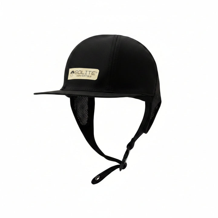 Black helmet with a visible brand logo on a white background