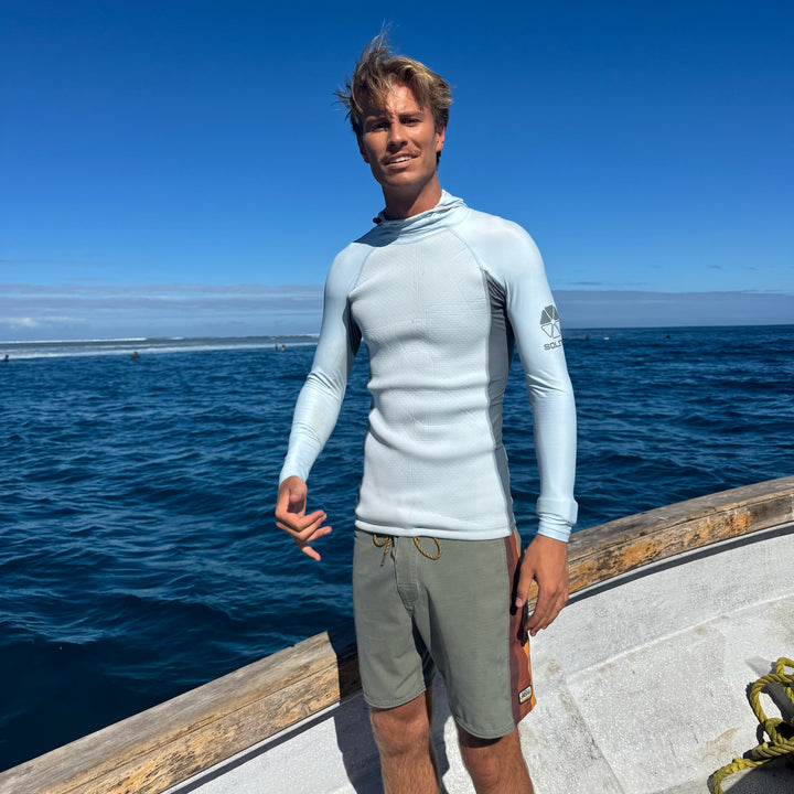 Solite Convertible Neo-Front Rash Guard on a boat 4