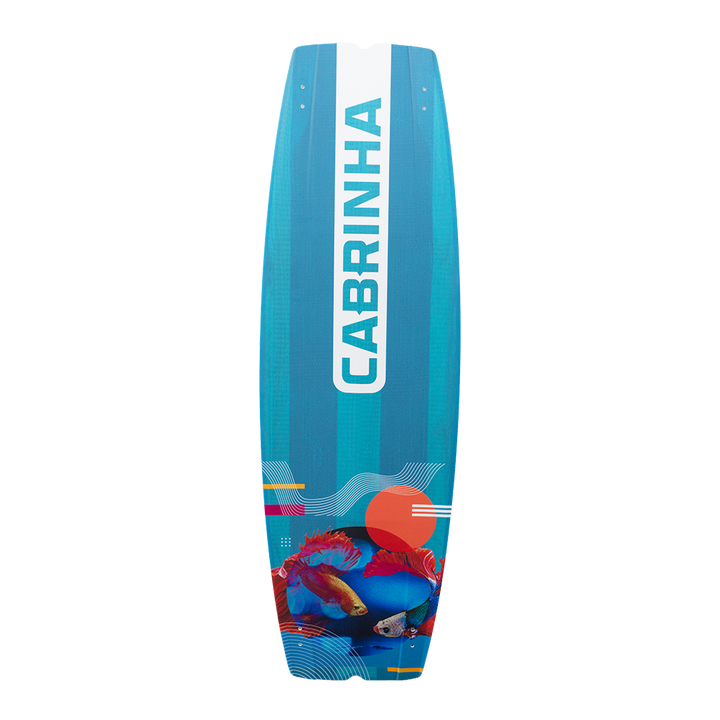 Cabrinha Vapor kiteboard with paulownia wood core designed for smooth control, reduced vibration, and stable performance in choppy powered conditions.